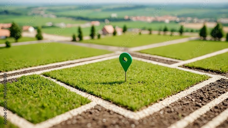land plot in aerial view identify registration symbol of vacant area for map real estate